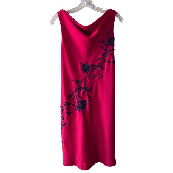 Coldwater Creek Red Sleeveless Beaded Dress Size 6 With Floral beading - Picture 5 of 5